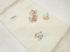 変わり市松に草花模様織出し名古屋帯